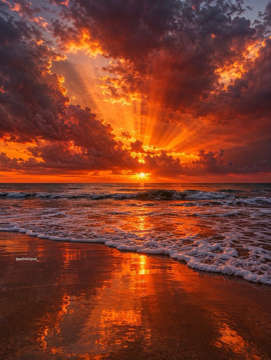 dramatic sunset over the ocean