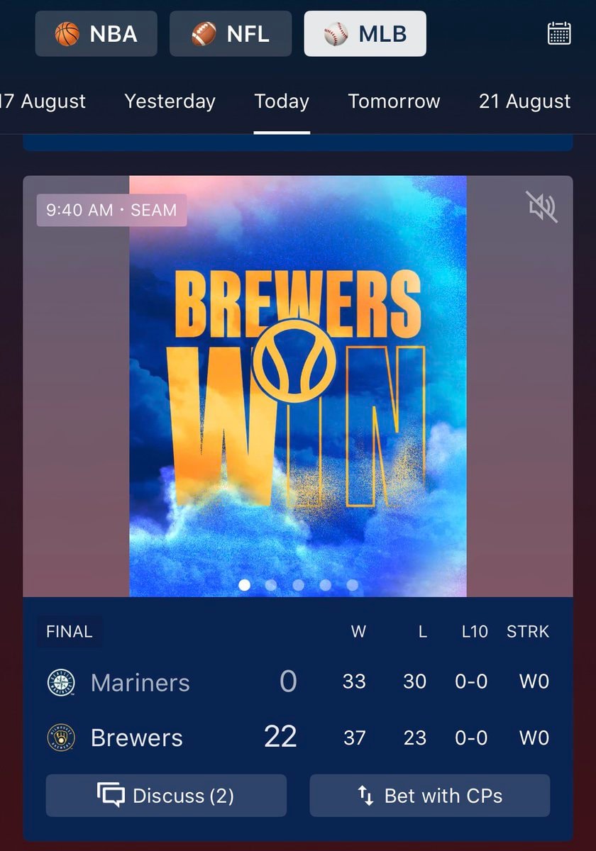 Brewers 22-0 Mariners Shutout