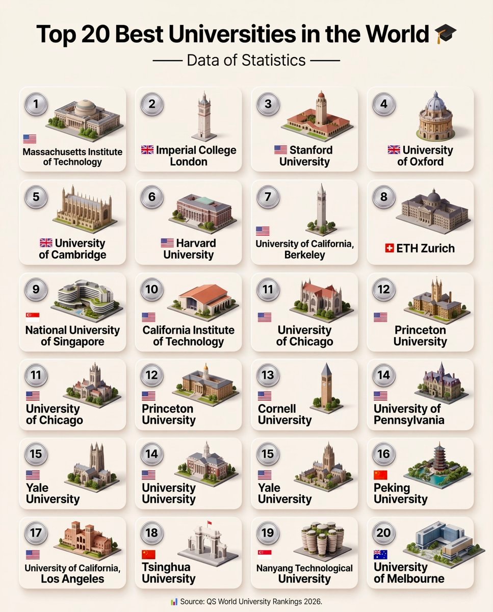 QS World University Rankings 2026 Top 20 QS World University Rankings 2026 Top 20