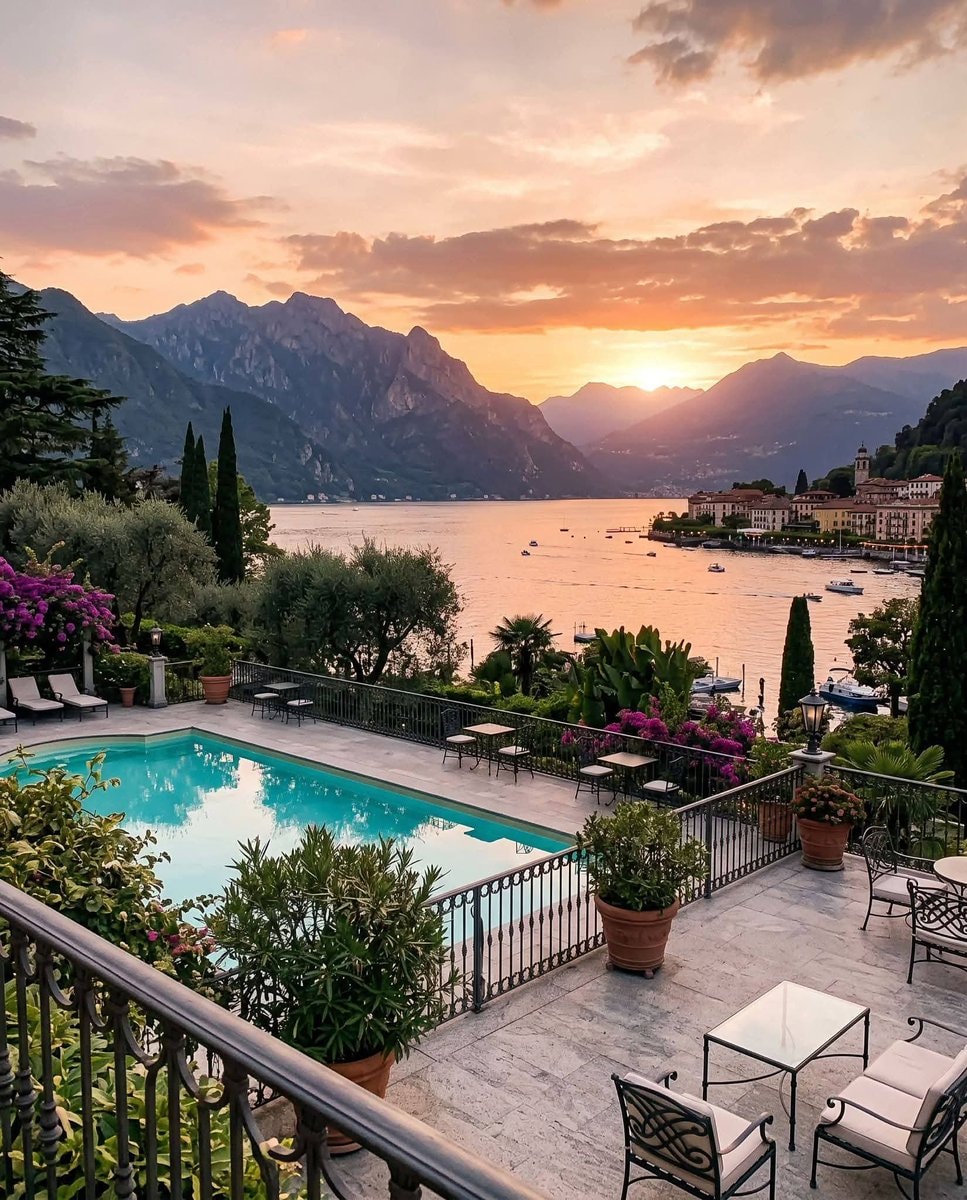 Lake Como Italy waterside view Lake Como Italy waterside view
