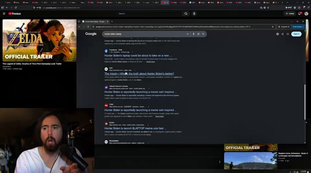 Asmongold on Hunter Biden LAPTOP meme coin