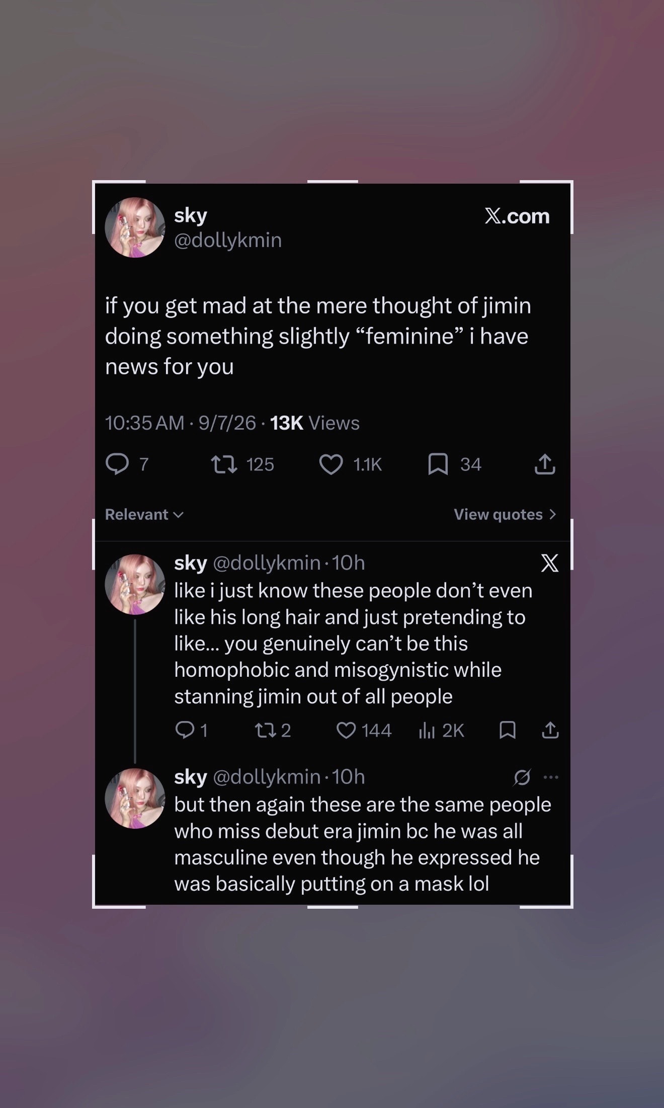 Jimin on forced masculine image