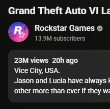 GTA 6 launch trailer view counts (photo 2 of 2)