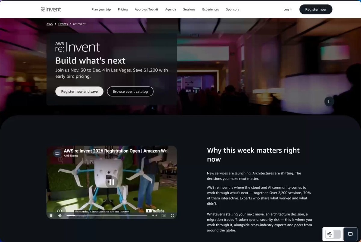 AWS re:Invent 2026 schedule Las Vegas