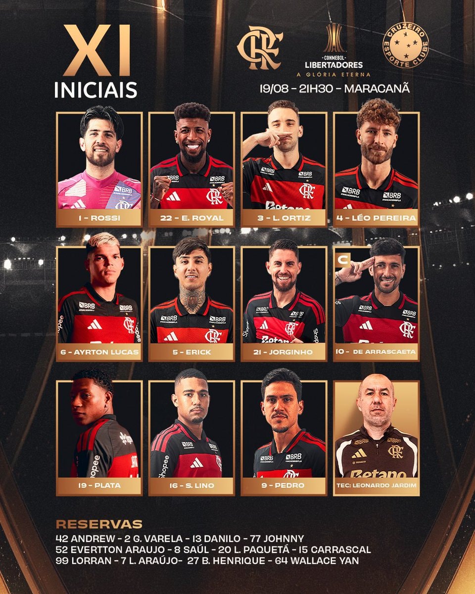 Flamengo vs Cruzeiro lineup (photo 1 of 2)