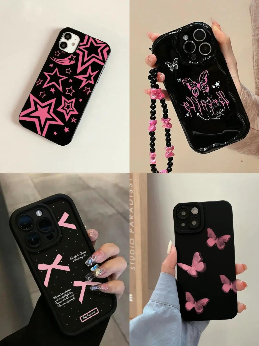 rosekira56 nail art black pink coffin nails (photo 2 of 4)