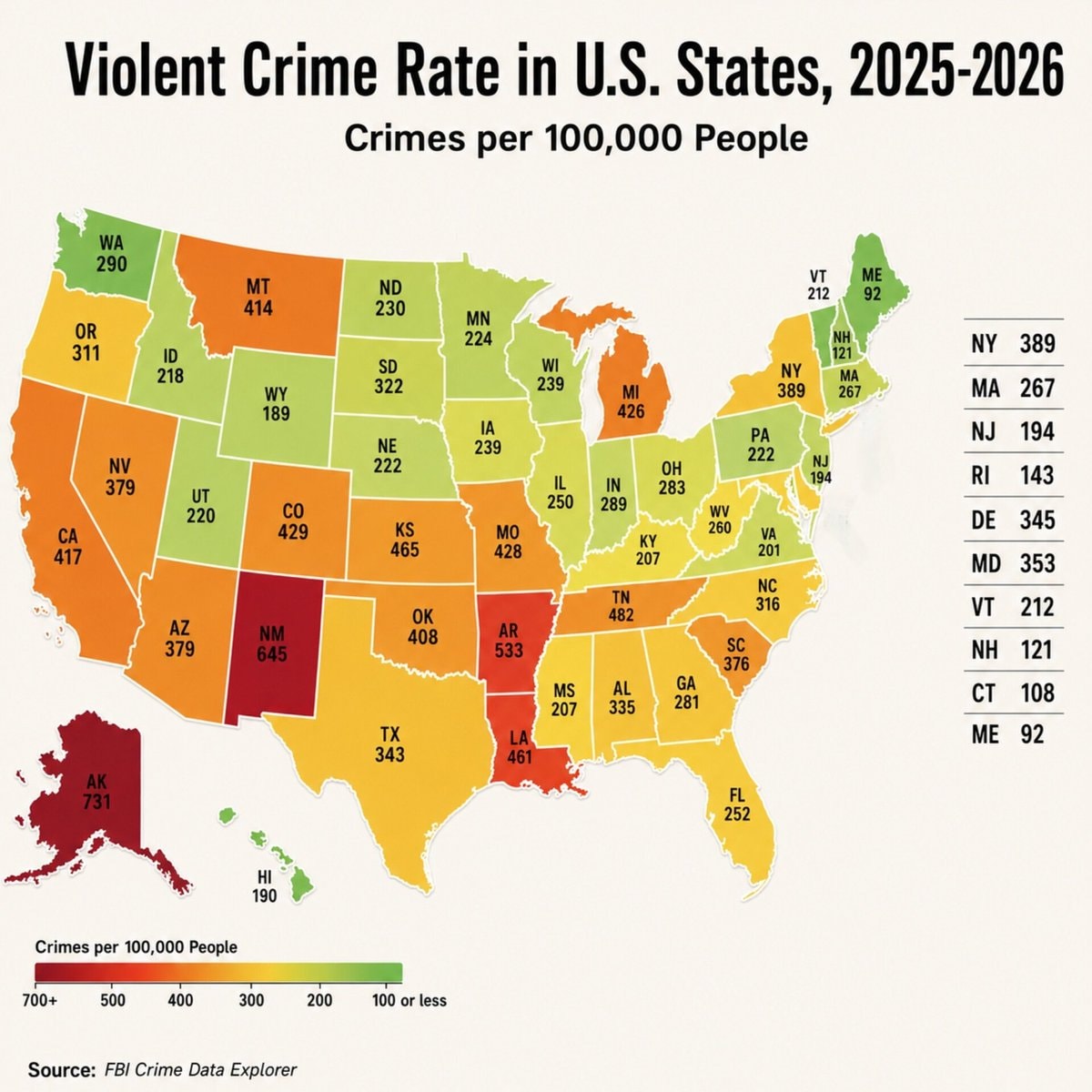 Violent Crime Rate U.S. States 2025-2026 Violent Crime Rate U.S. States 2025-2026