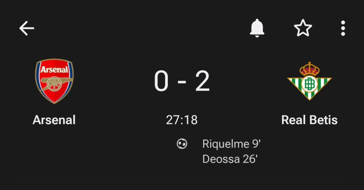 Arsenal vs Real Betis score