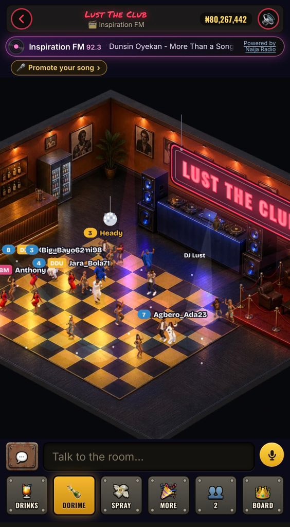 Virtual club with gospel song