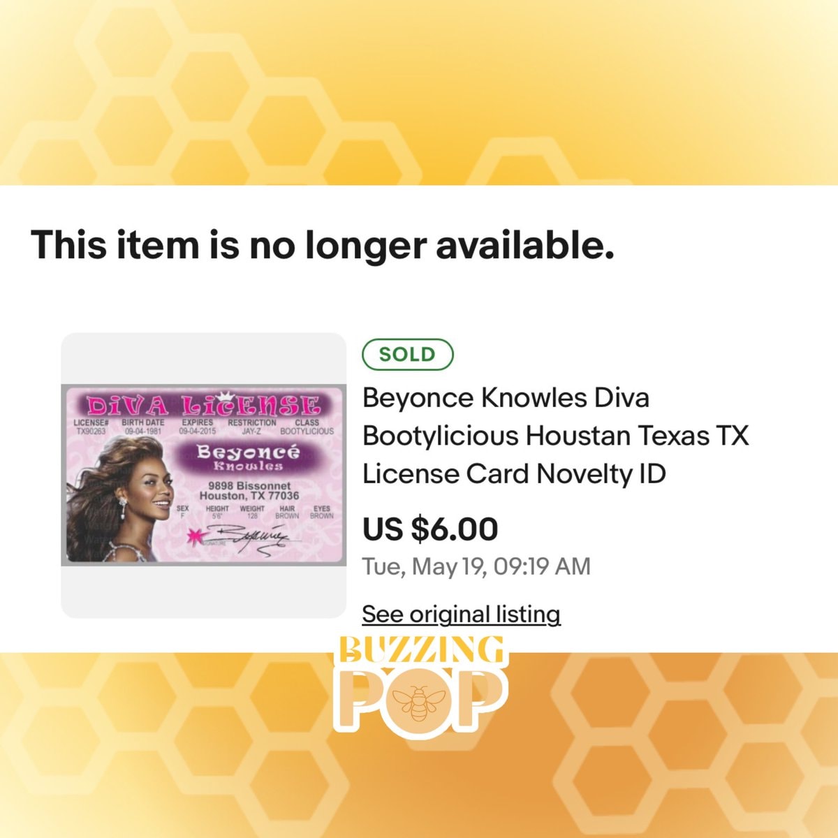 Beyoncé Diva License (photo 2 of 2)