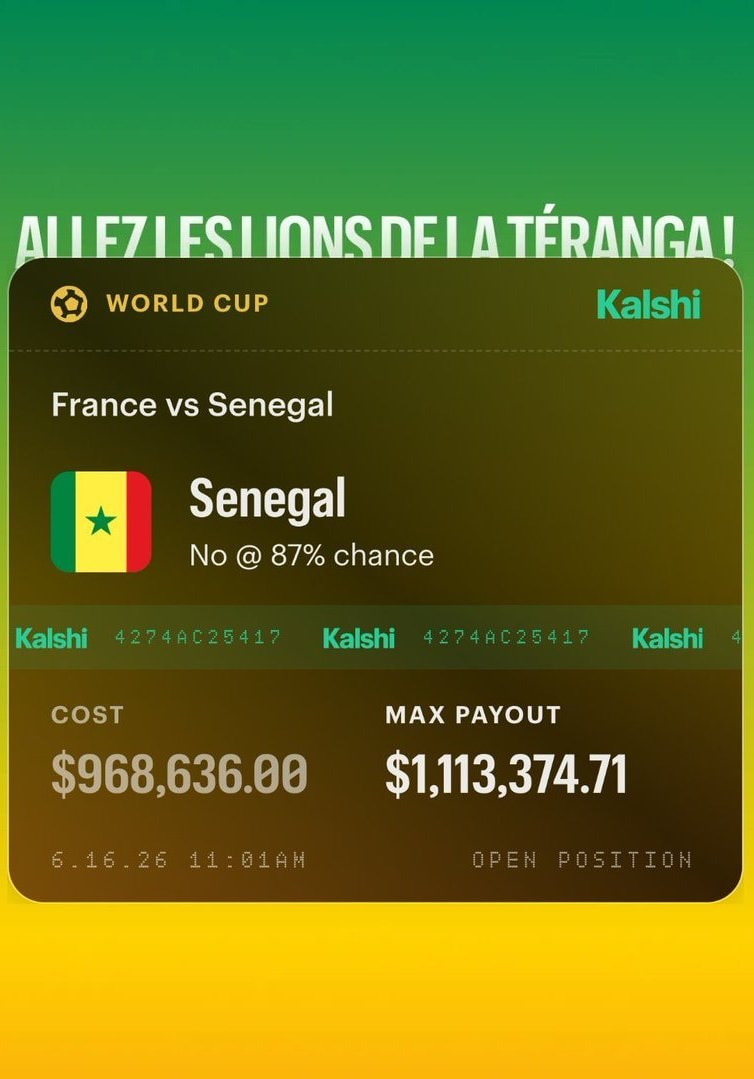Kalshi bet Senegal vs France (photo 2 of 2)