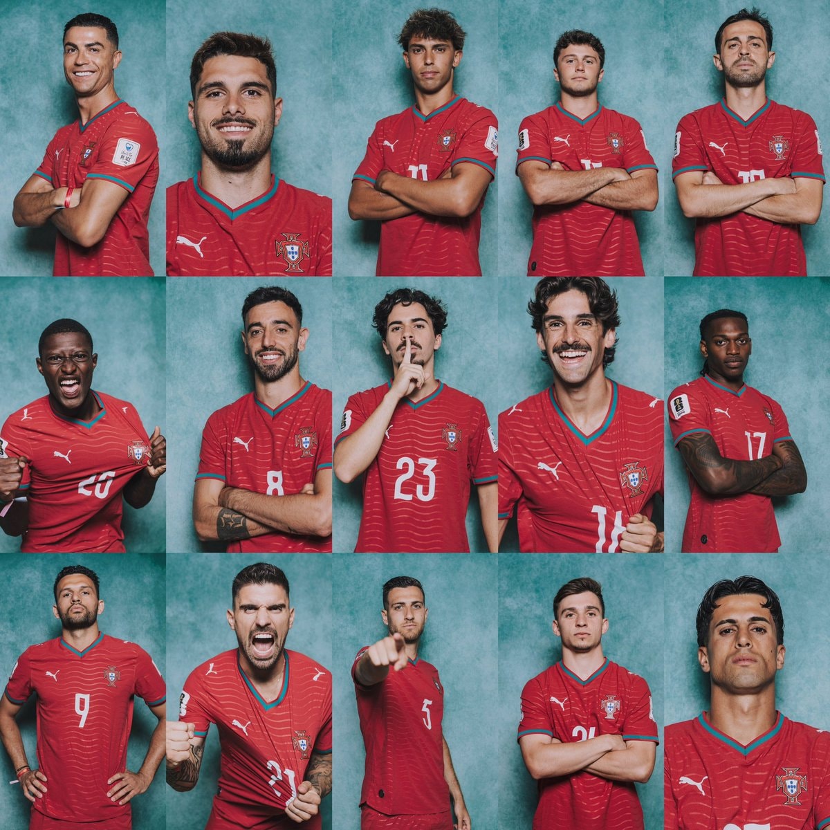 Four players in red jerseys