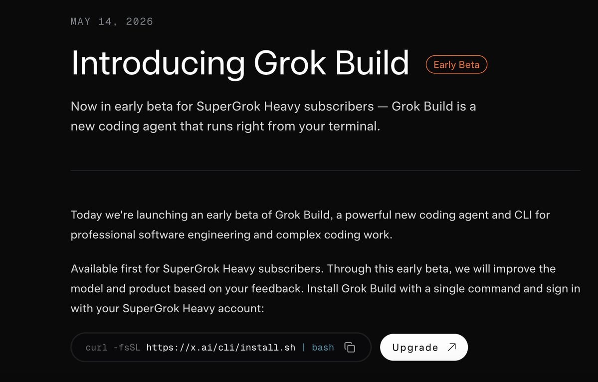 xAI Grok Build coding agent