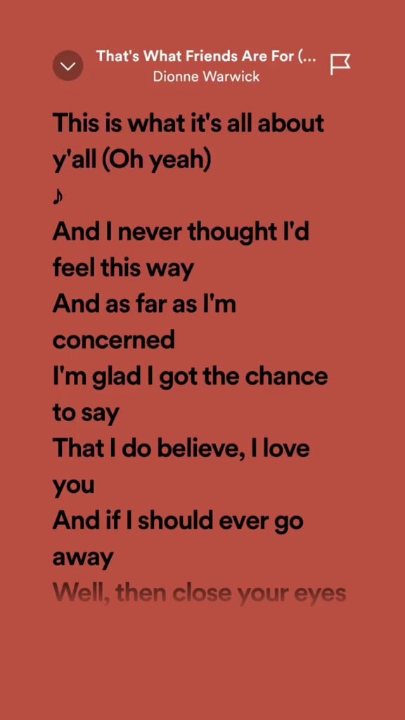 song lyrics on red background