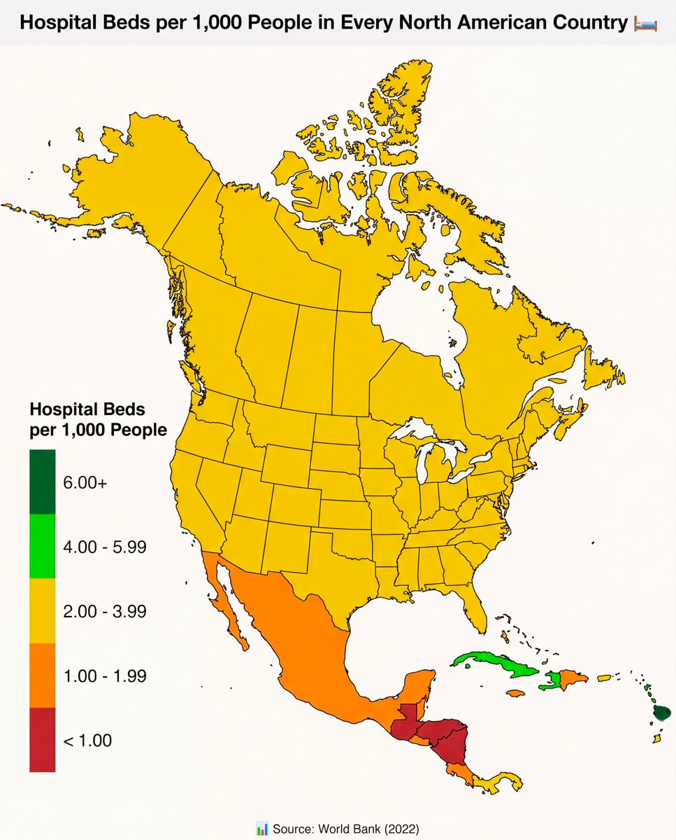 hospital beds per 1,000 people north america