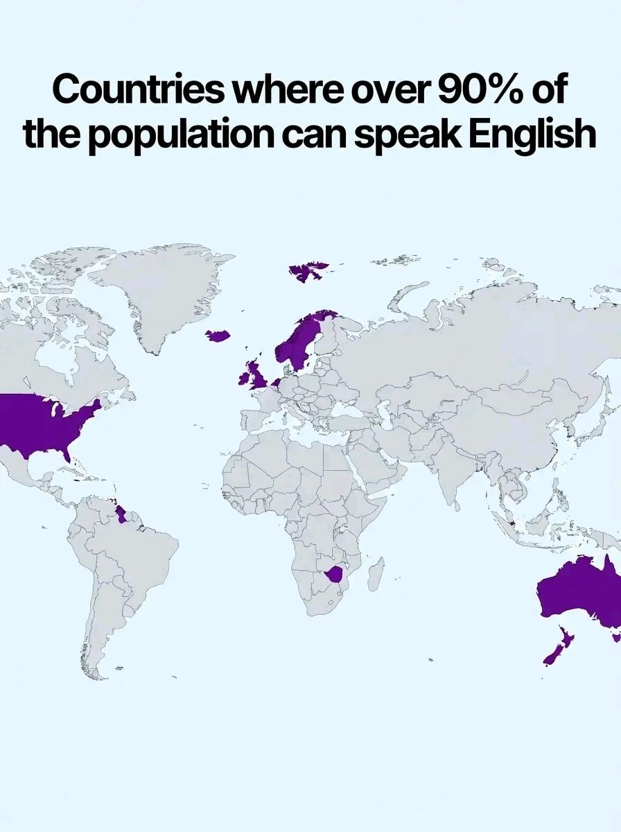countries with 90% English speakers