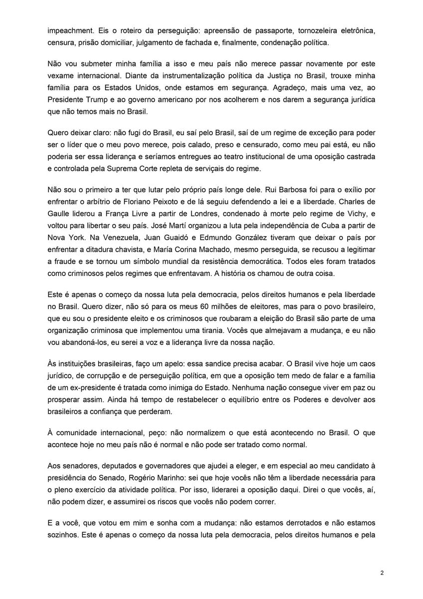 Flávio Bolsonaro letter declares himself president (photo 3 of 4)