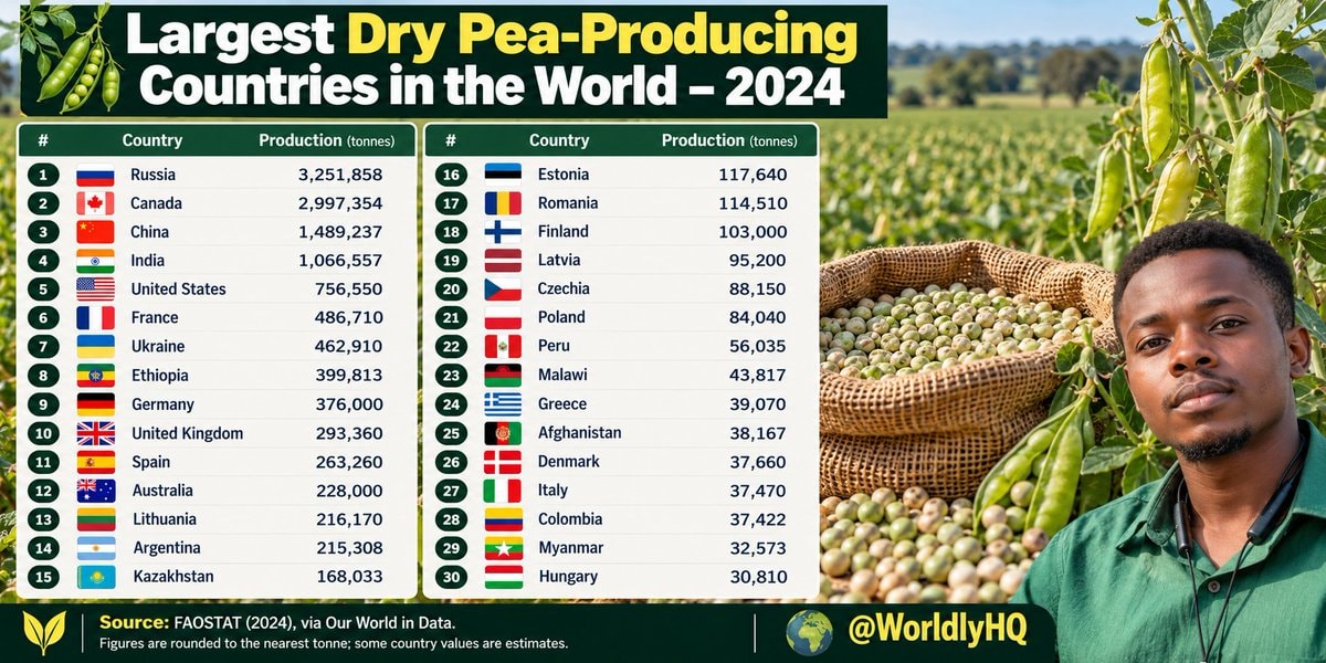 Largest dry pea-producing countries 2024 Largest dry pea-producing countries 2024