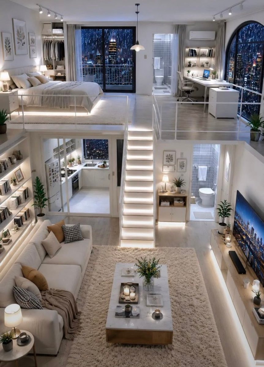 modern apartment night view