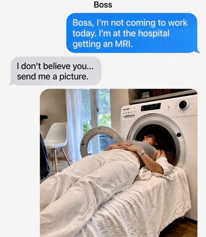 woman in washing machine MRI