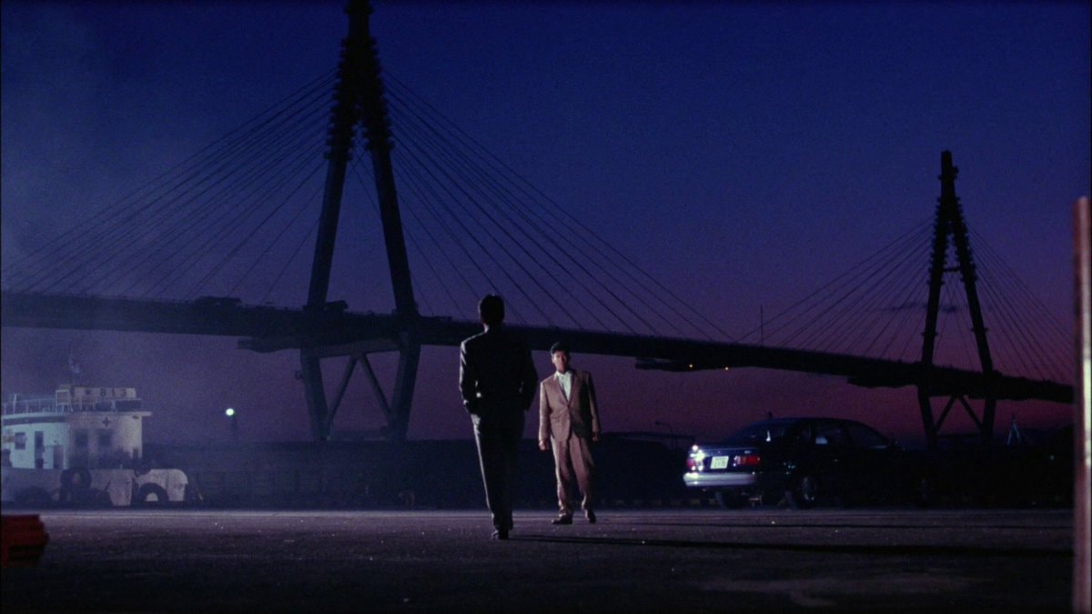 Cinematic pier scene at dusk