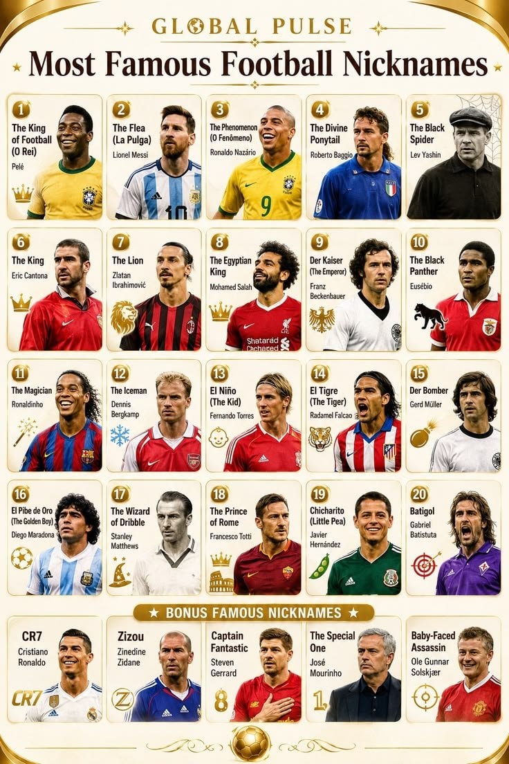 Football nicknames O Rei to CR7 ⚽️
