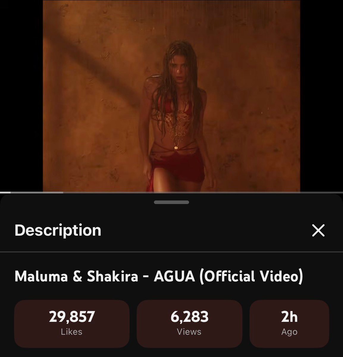 Shakira AGUA MV views frozen