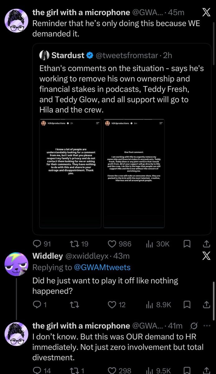 Ethan Klein crew HR divestment claim
