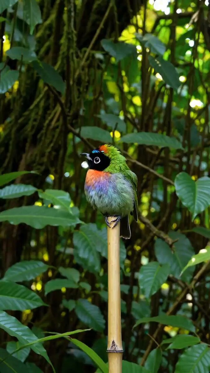 Colorful bird with vibrant plumage