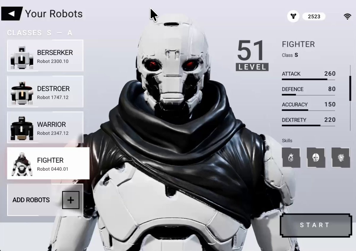 Fable 5 Threejs robot FIGHTER Class S