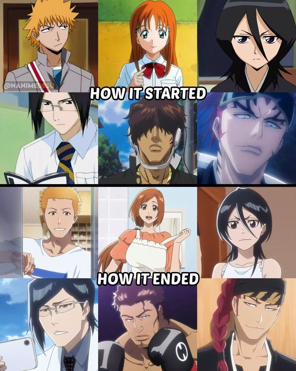 anime character appearance evolution meme