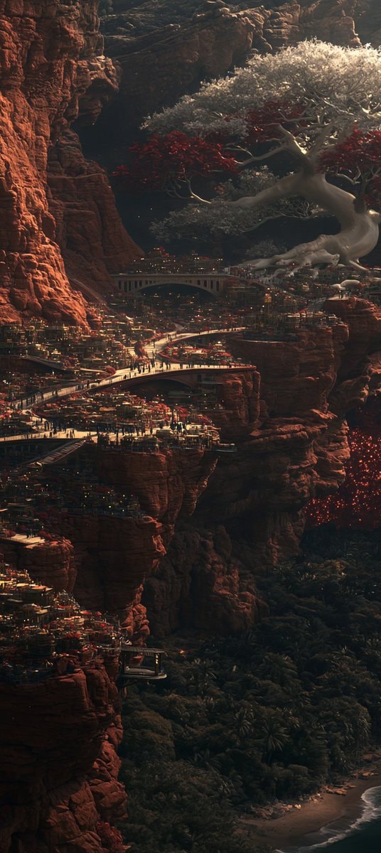 fantasy city on red cliff face (photo 3 of 4)