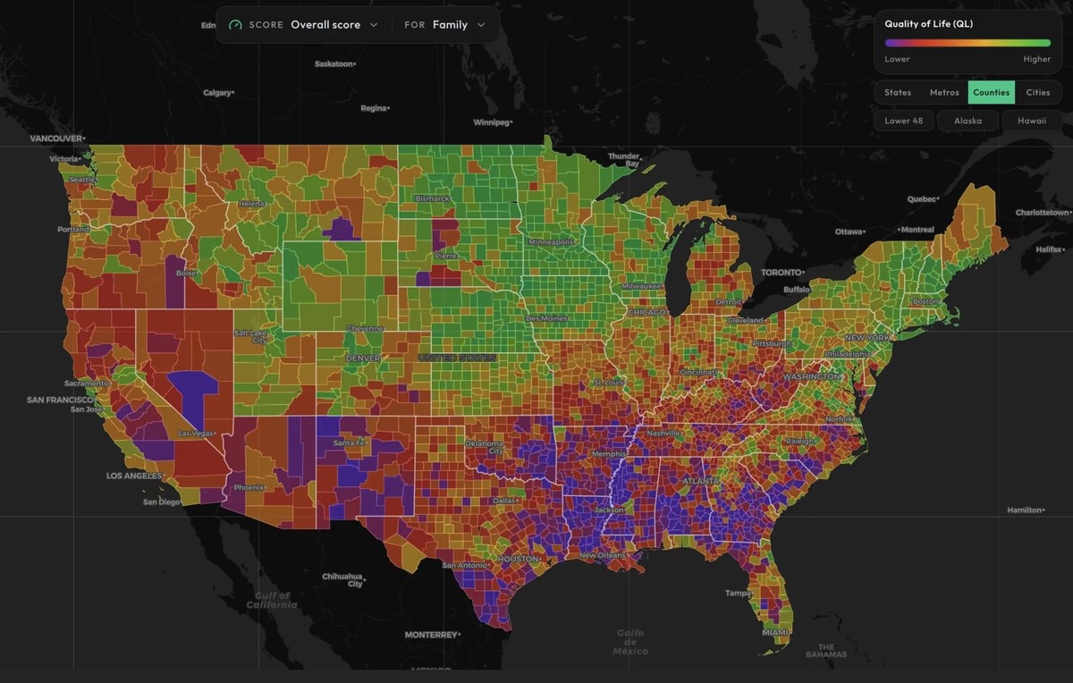 US counties family quality of life map US counties family quality of life map