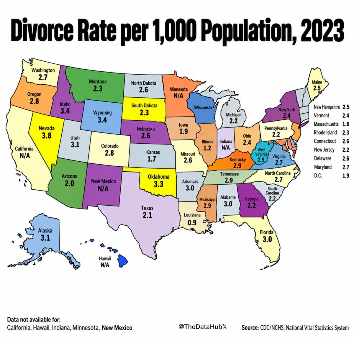 US divorce rate map 2023
