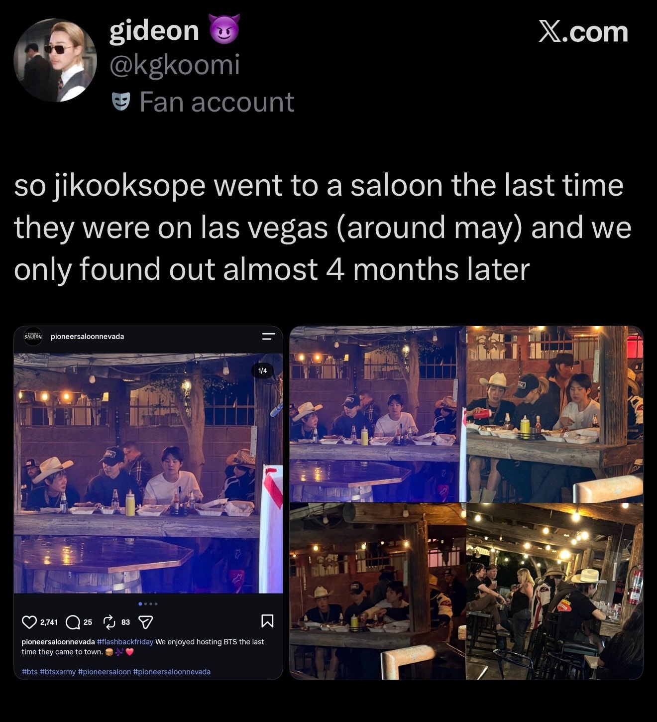 BTS at Pioneer Saloon Las Vegas