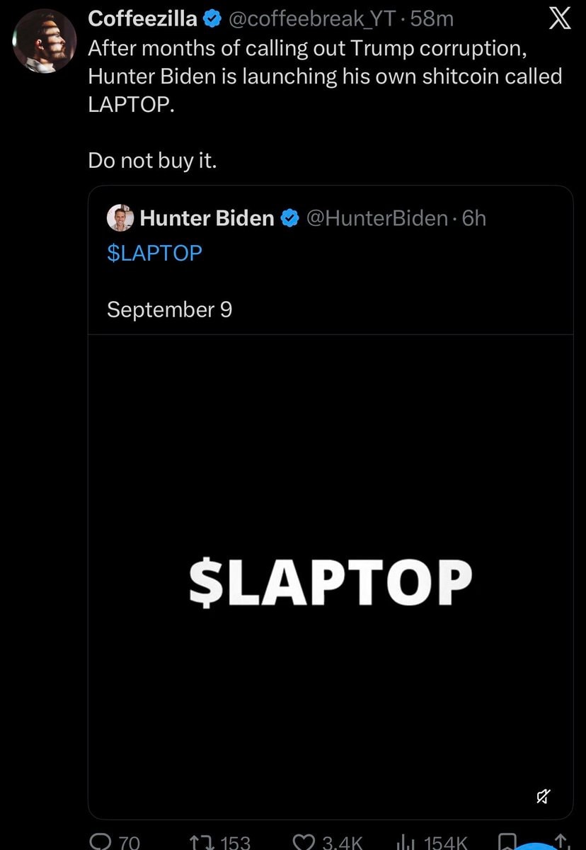 Coffeezilla warns against Hunter Biden meme coin