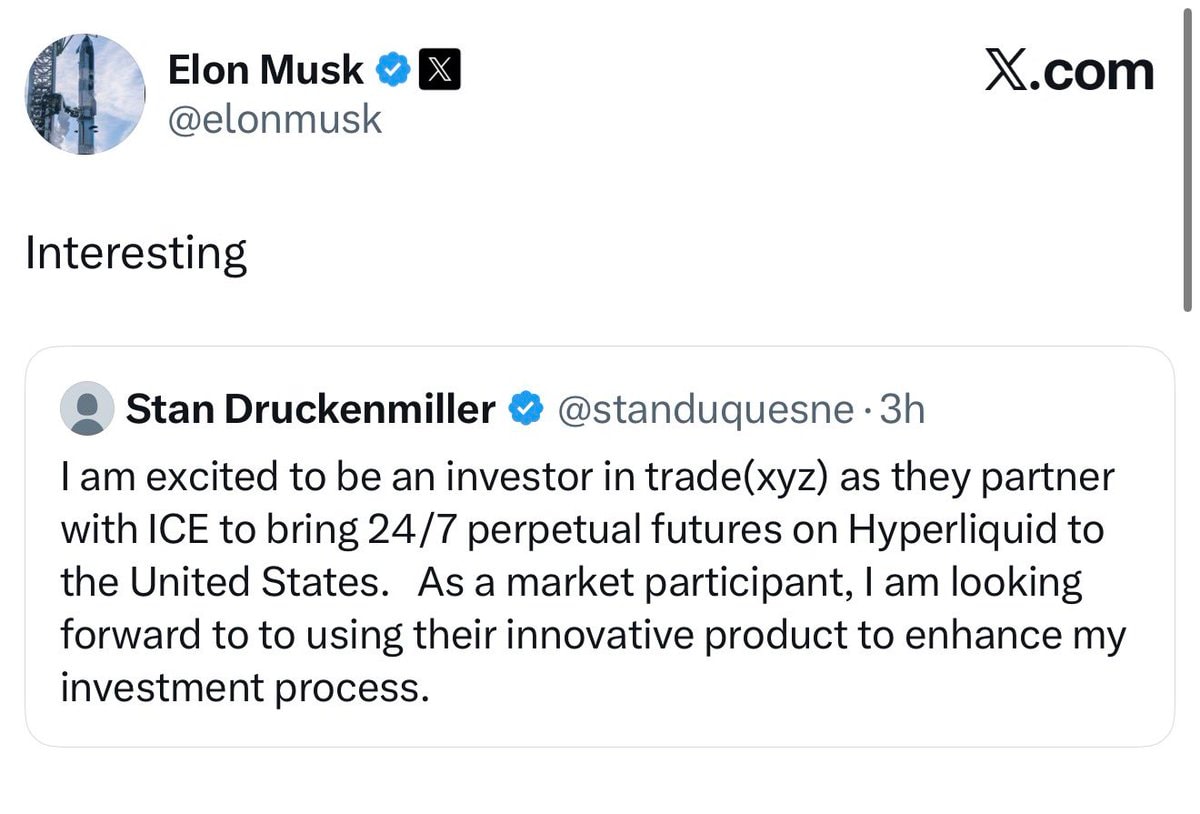Elon Musk responds to Stan Druckenmiller Hyperliquid