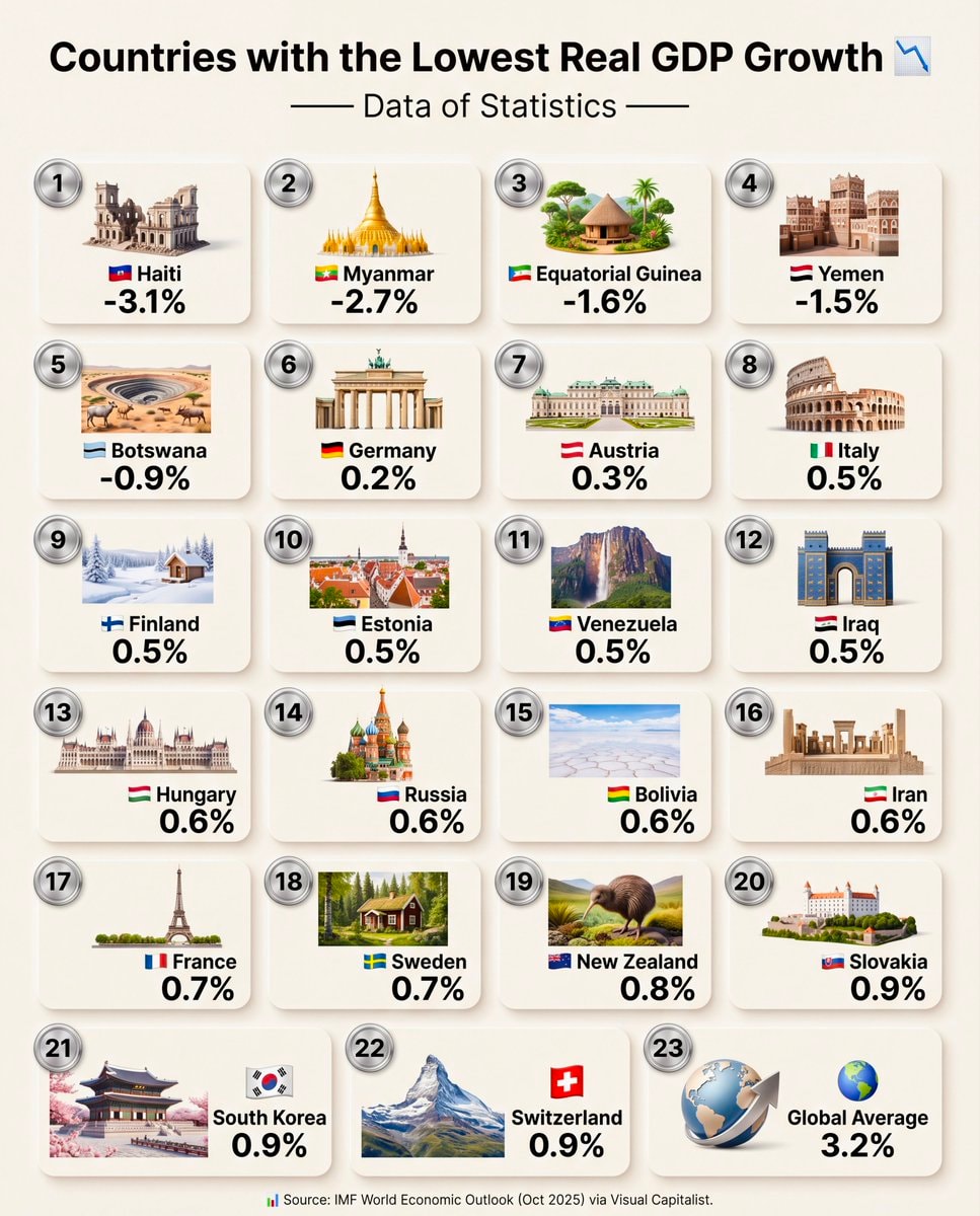 Lowest Real GDP Growth Countries
