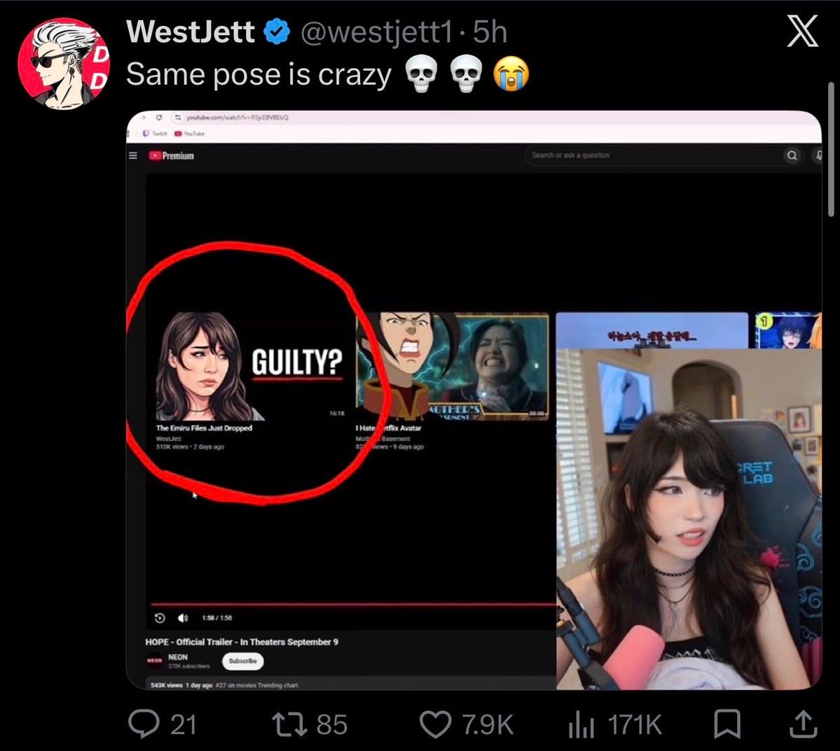 WestJett Emiru pose comparison