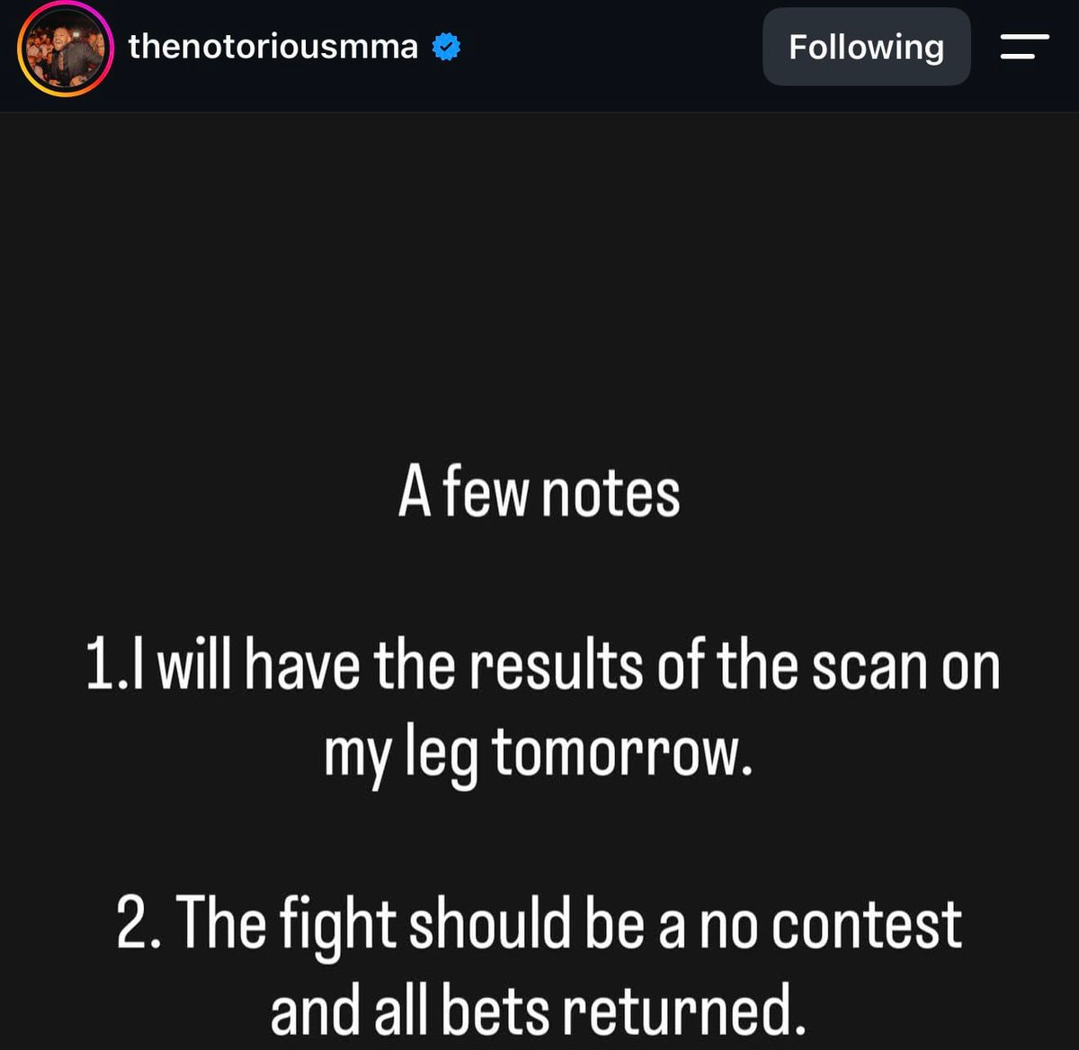 Conor McGregor knee scan update