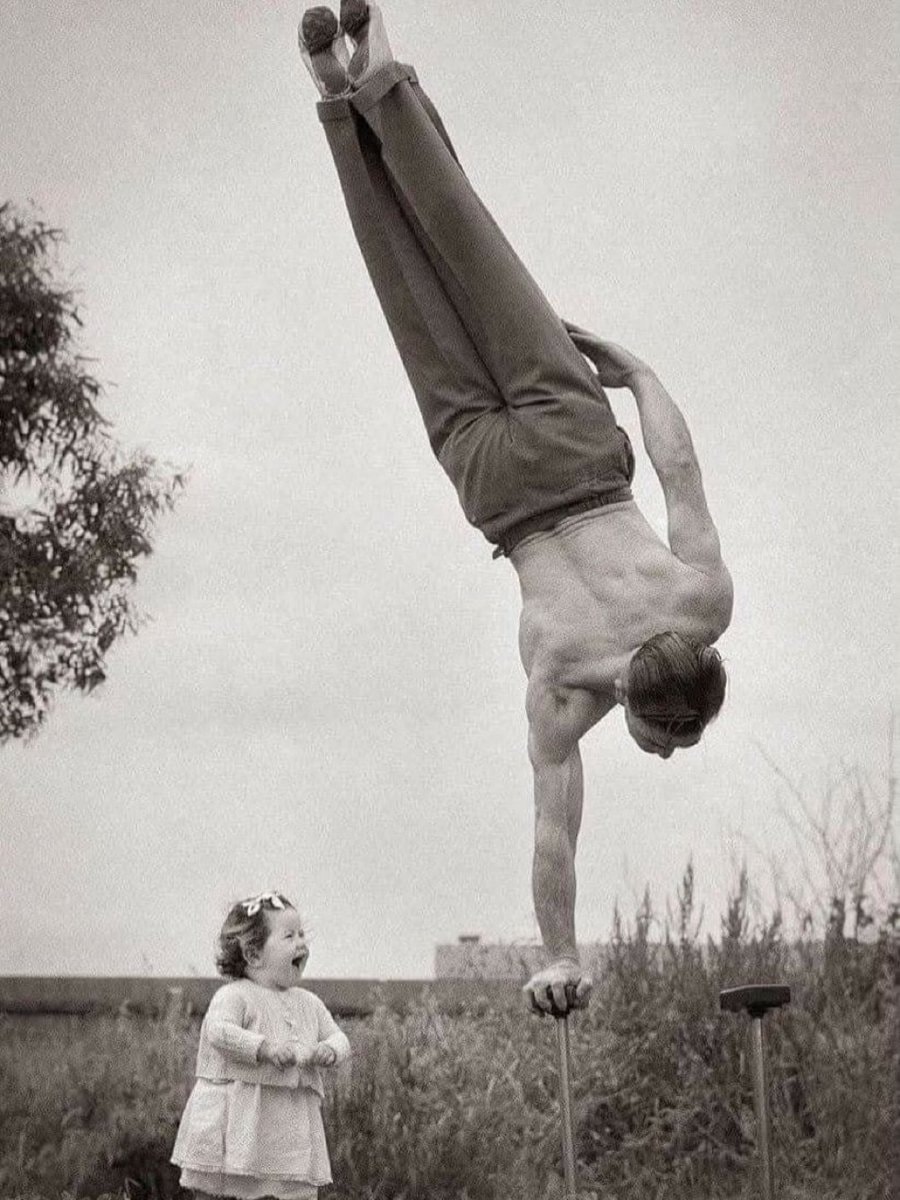 Dad handstand surprise Australia 1940