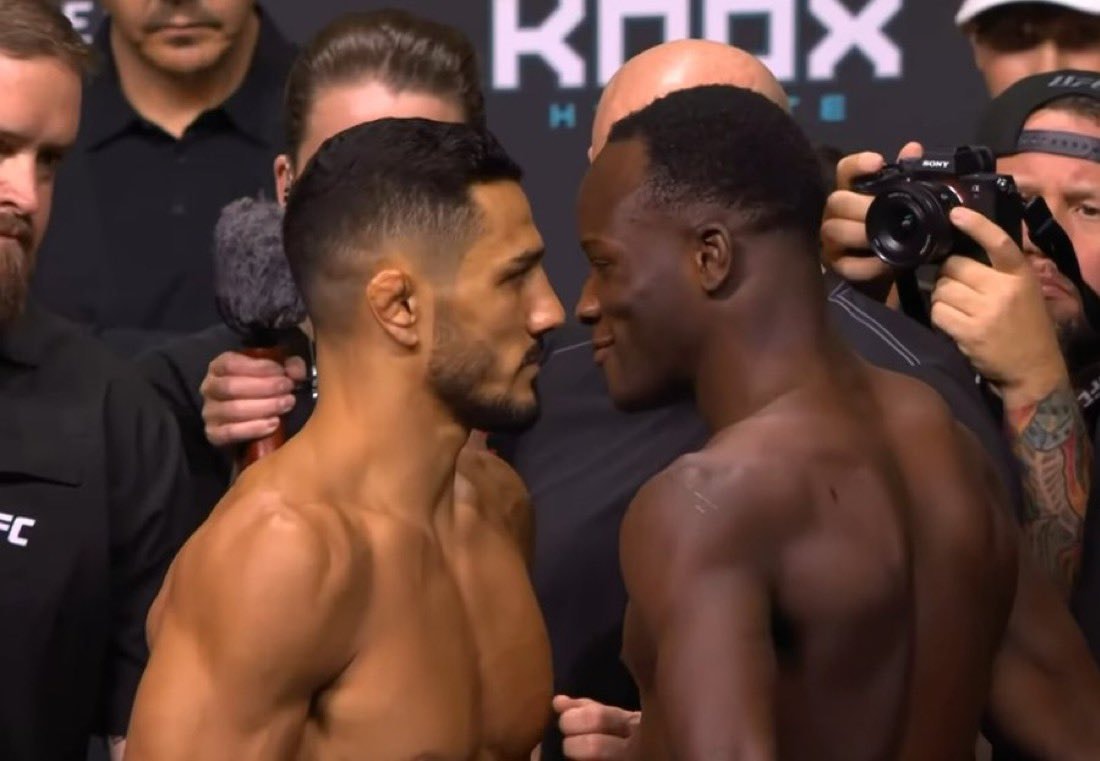 UFC fighters face off nose to nose