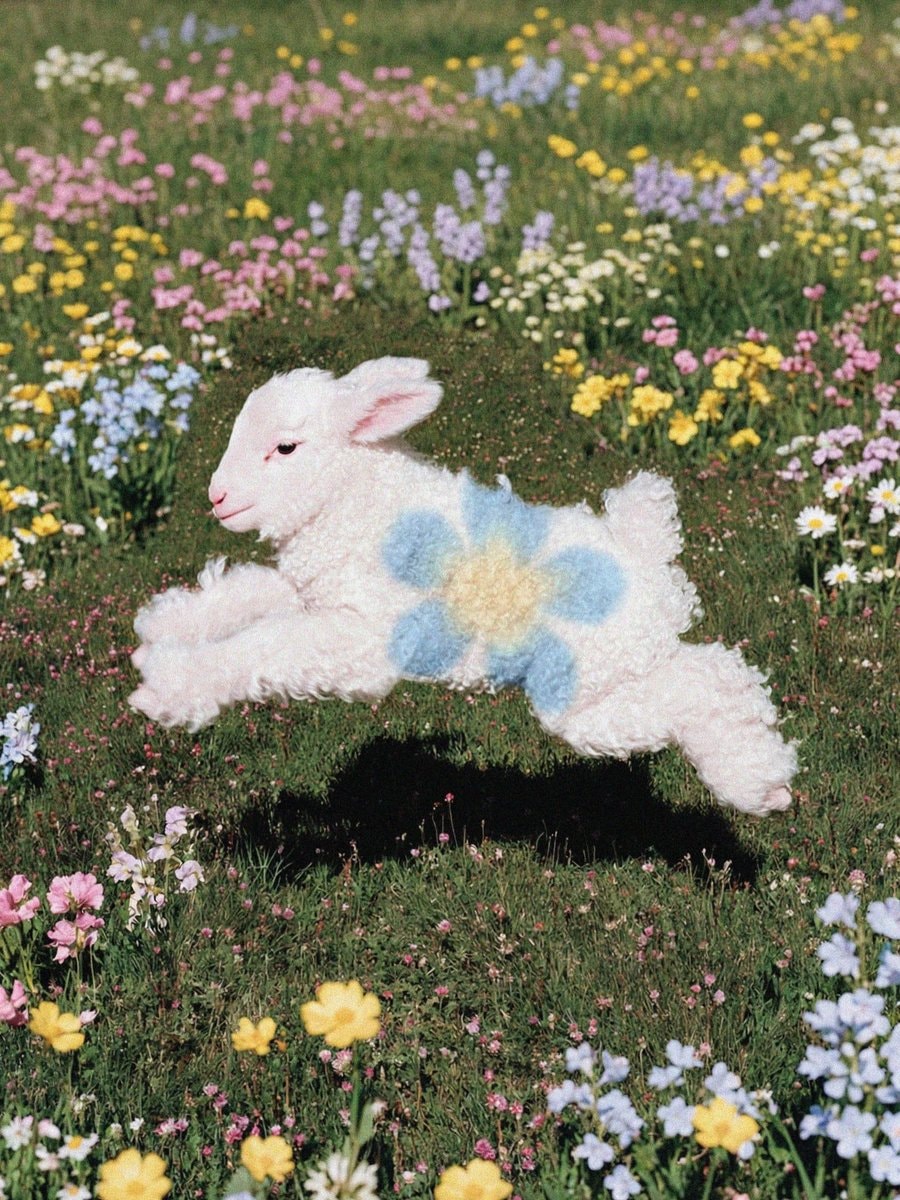 white bunny in flower field 🌸 (photo 4 of 4)