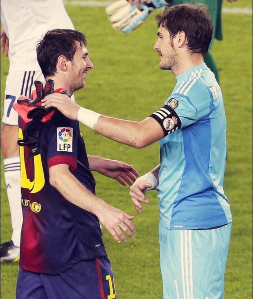 Leo Messi and Iker Casillas Barcelona LFP moment