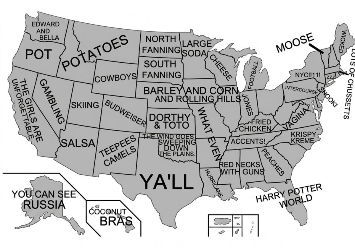 Funny United States Stereotype Map