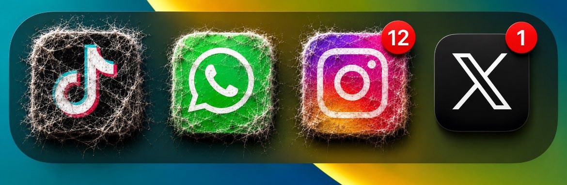Social media apps in cobwebs