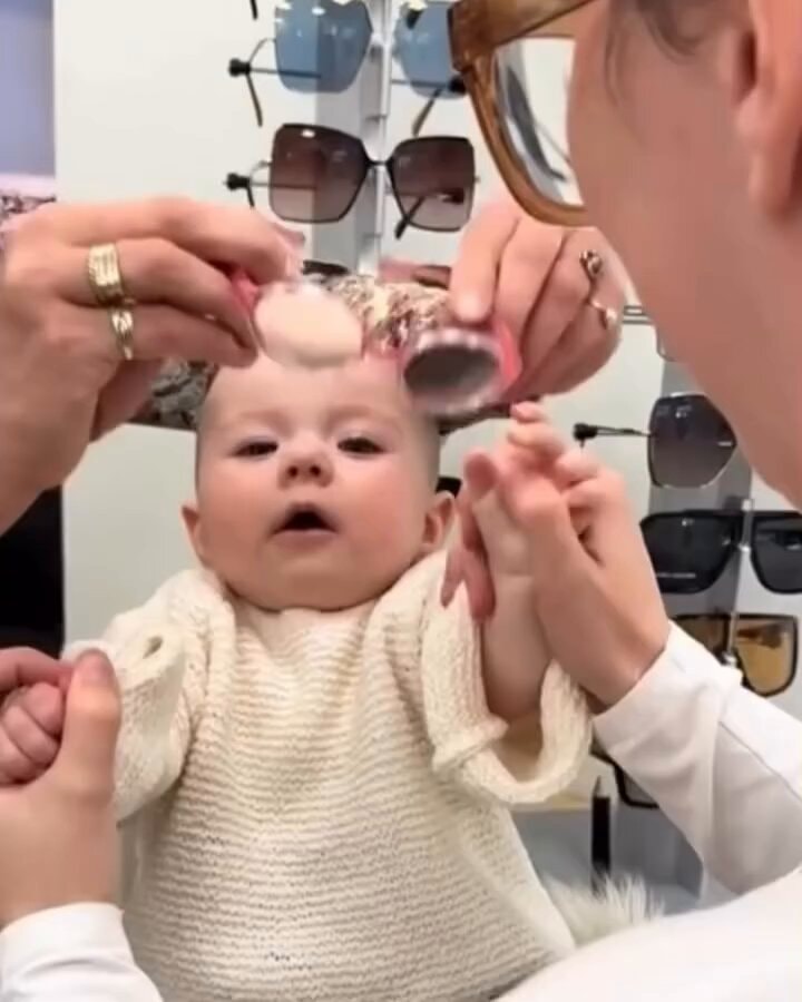 baby seeing clearly through glasses for first time