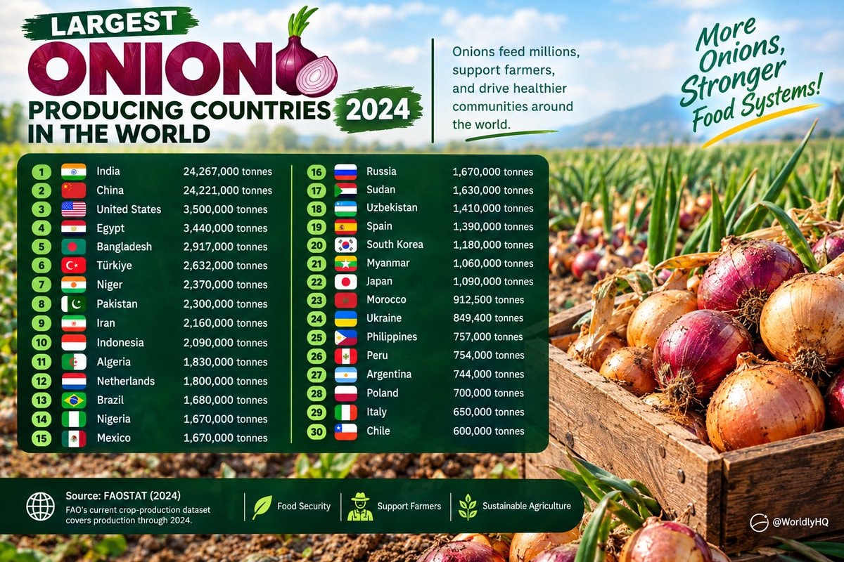Largest onion producing countries 2024