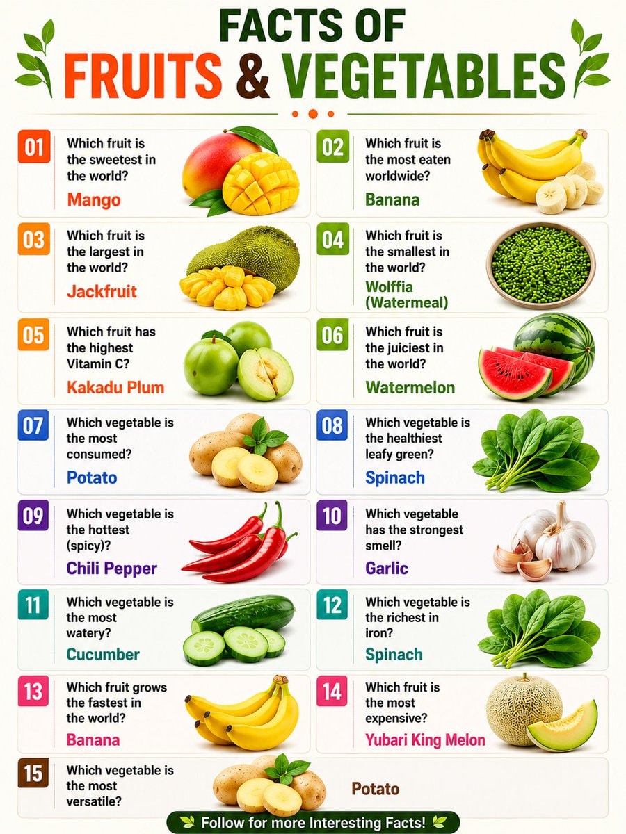 Facts of Fruits & Vegetables infographic