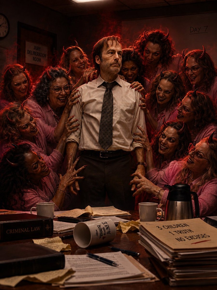 man in suit with devil women